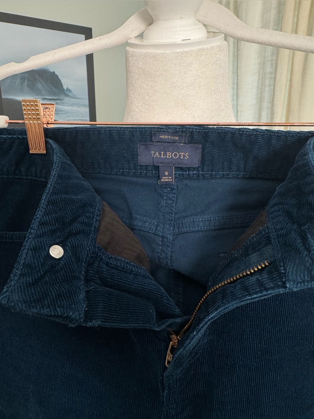 Talbots Heritage Corduroy Pants Midnight Blue Dark Navy - Size 8 - Picture 3 of 5